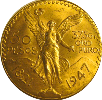 Old Mexican 50 Pesos Centenario gold coin